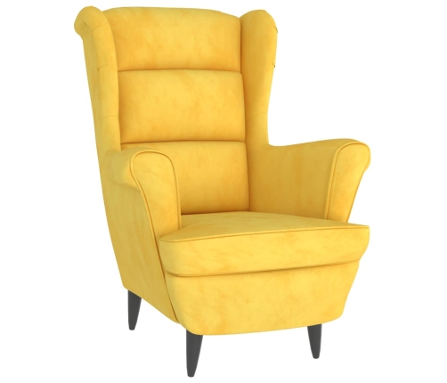 Sillón de terciopelo amarillo mostaza