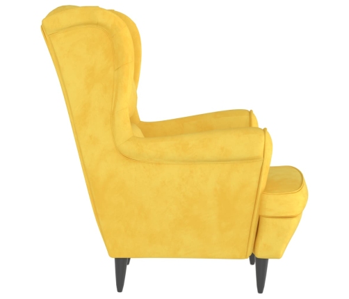 Sillón de terciopelo amarillo mostaza