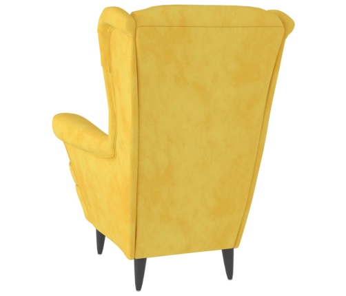 Sillón de terciopelo amarillo mostaza