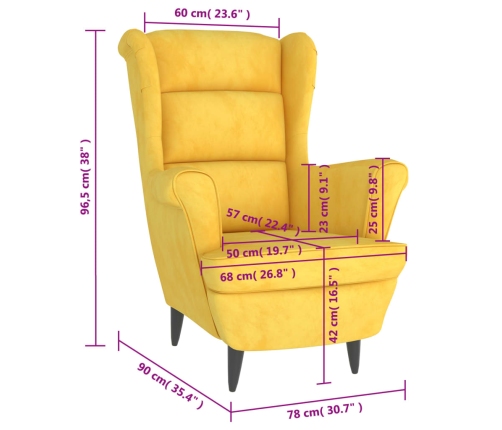 Sillón de terciopelo amarillo mostaza