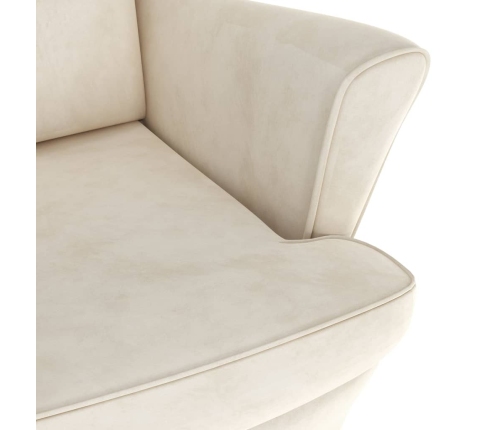 Sillón de terciopelo blanco crema