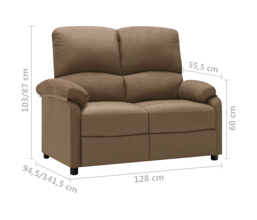 Sofá reclinable de 2 plazas de tela gris taupe