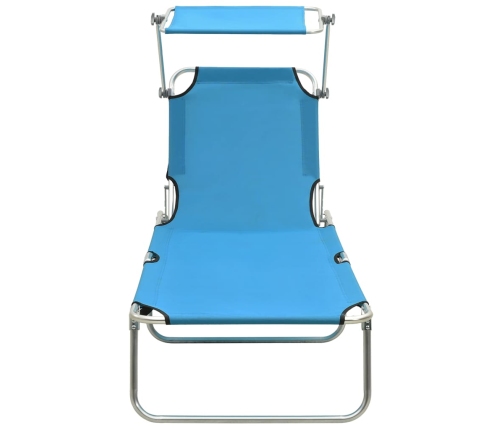 vidaXL Tumbona plegable con toldo de acero azul turquesa