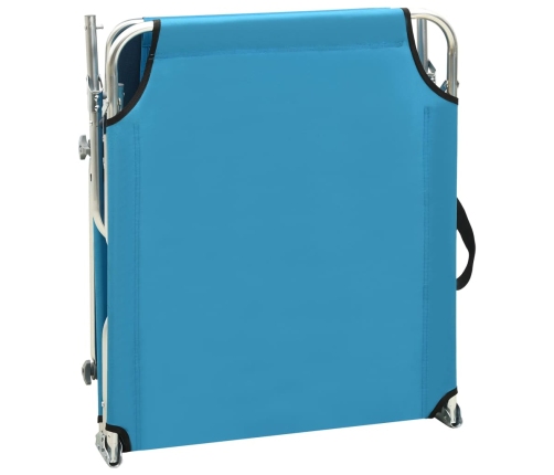 vidaXL Tumbona plegable con toldo de acero azul turquesa