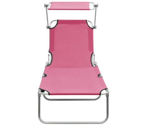 vidaXL Tumbona plegable con toldo de acero rosa magenta