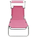 vidaXL Tumbona plegable con toldo de acero rosa magenta