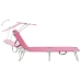 vidaXL Tumbona plegable con toldo de acero rosa magenta