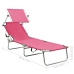 vidaXL Tumbona plegable con toldo de acero rosa magenta