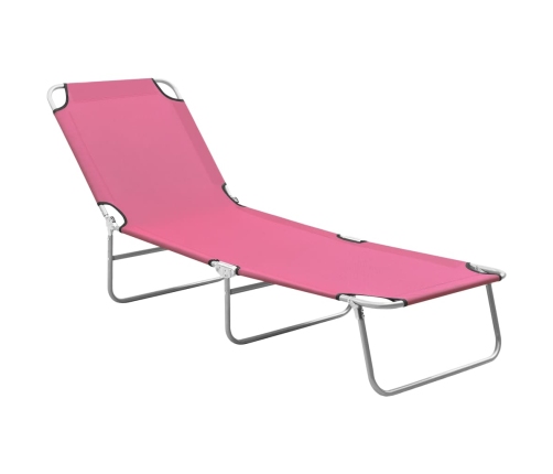 vidaXL Tumbona plegable de acero y tela rosa