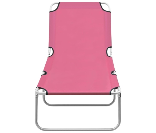 vidaXL Tumbona plegable de acero y tela rosa