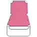 vidaXL Tumbona plegable de acero y tela rosa