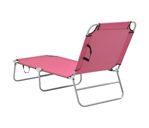 vidaXL Tumbona plegable de acero y tela rosa