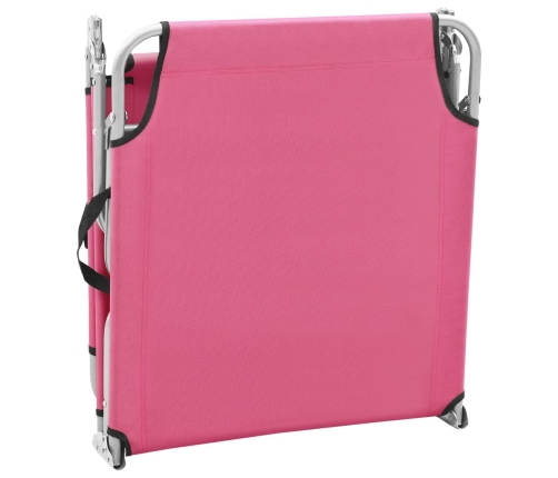 vidaXL Tumbona plegable de acero y tela rosa