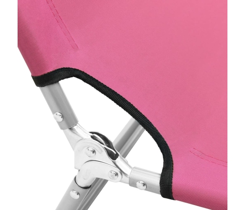 vidaXL Tumbona plegable de acero y tela rosa