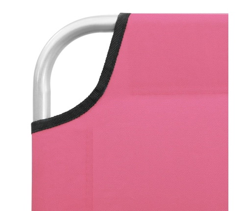 vidaXL Tumbona plegable de acero y tela rosa