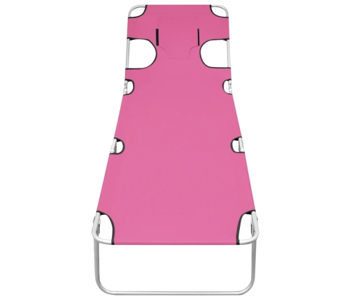 Tumbona plegable con cojín para la cabeza acero rosa magenta