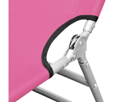 Tumbona plegable con cojín para la cabeza acero rosa magenta