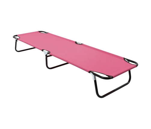 Tumbona plegable de acero rosa