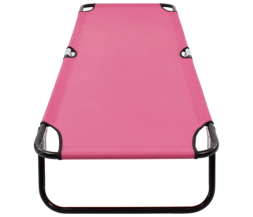 Tumbona plegable de acero rosa