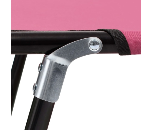 Tumbona plegable de acero rosa