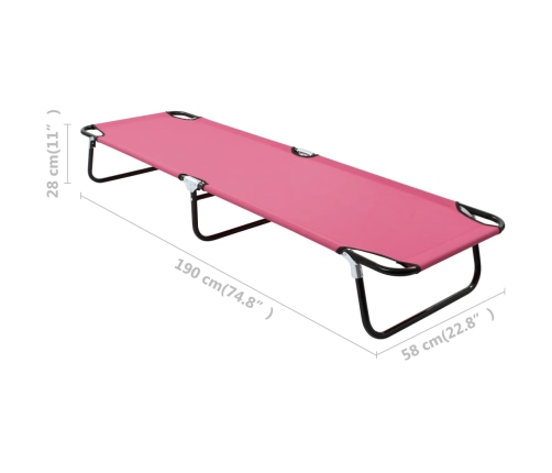 Tumbona plegable de acero rosa