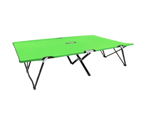 vidaXL Tumbona plegable para 2 personas acero verde