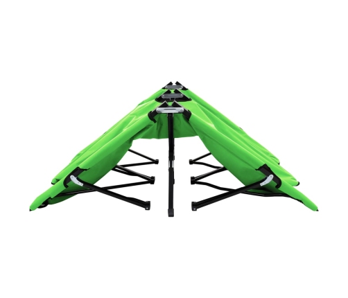 vidaXL Tumbona plegable para 2 personas acero verde