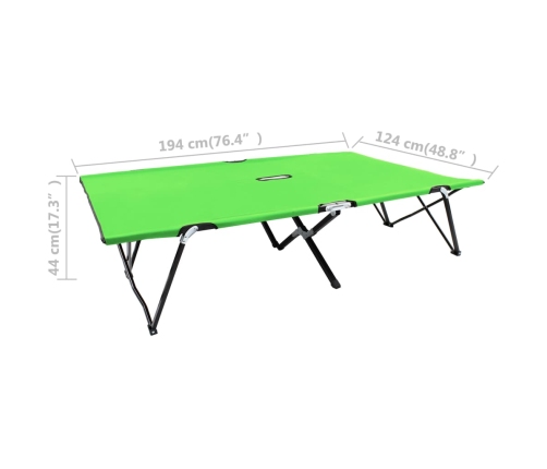 vidaXL Tumbona plegable para 2 personas acero verde