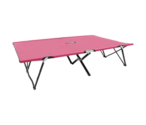 Tumbona doble plegable acero rosa