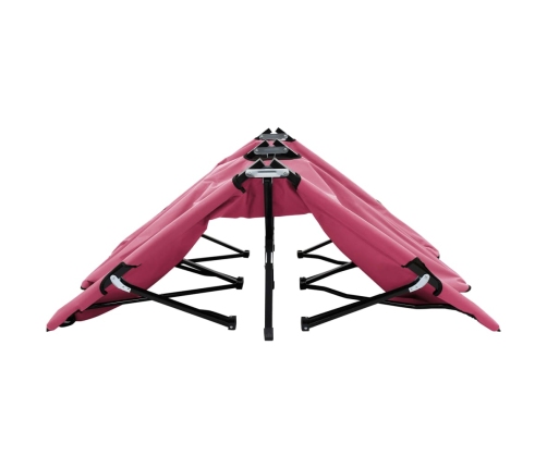 Tumbona doble plegable acero rosa