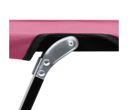 vidaXL Tumbona doble plegable acero rosa