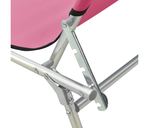 Tumbona plegable con toldo aluminio rosa