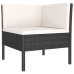 Set de muebles de jardín 3 pzas y cojines ratán sintético negro