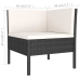 Set de muebles de jardín 3 pzas y cojines ratán sintético negro