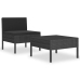 Set muebles de jardín 2 piezas y cojines ratán sintético negro