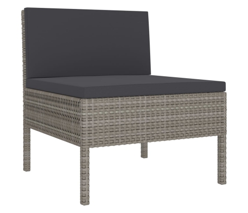 Set de muebles de jardín 2 pzas y cojines ratán sintético gris