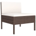 Set muebles de jardín 3 pzas y cojines ratán sintético marrón
