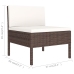 Set muebles de jardín 3 pzas y cojines ratán sintético marrón