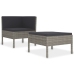 Set de muebles de jardín 2 pzas y cojines ratán sintético gris