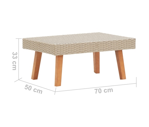 Mesa de centro de jardín ratán sintético beige