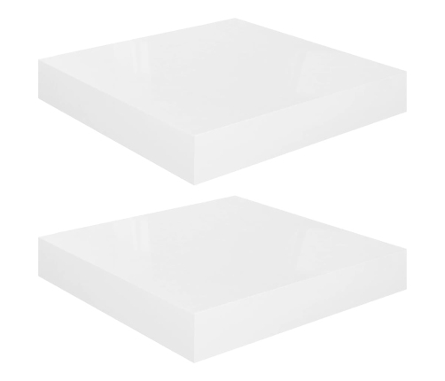 Estante flotante de pared 2 uds MDF blanco brillo 23x23,5x3,8cm