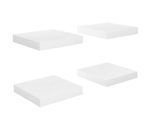 Estante flotante de pared 4 uds MDF blanco brillo 23x23,5x3,8cm