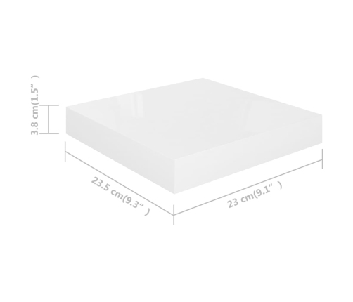 Estante flotante de pared 4 uds MDF blanco brillo 23x23,5x3,8cm