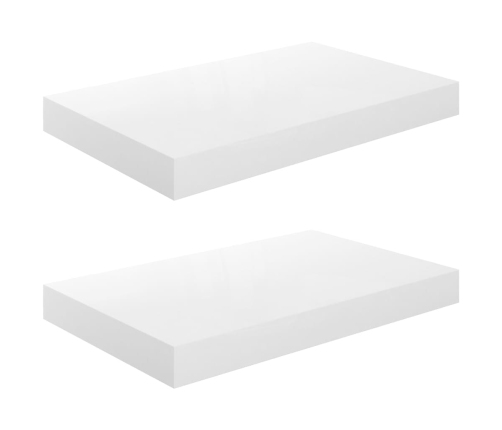 Estante flotante de pared 2 uds MDF blanco brillo 40x23x3,8 cm