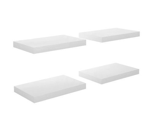 Estante flotante de pared 4 uds MDF blanco brillo 40x23x3,8 cm