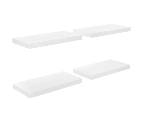 Estante flotante de pared 4 uds MDF blanco brillo 50x23x3,8 cm