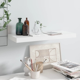 Estante flotante de pared blanco brillante MDF 60x23,5x3,8 cm