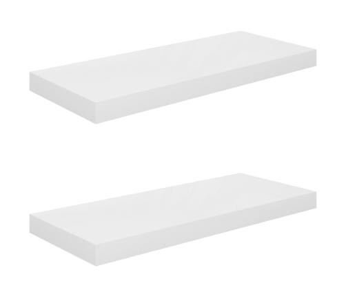 Estante flotante de pared 2 uds MDF blanco brillo 60x23,5x3,8cm