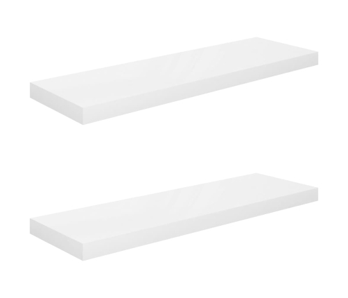 vidaXL Estante flotante de pared 2 uds MDF blanco brillo 80x23,5x3,8cm