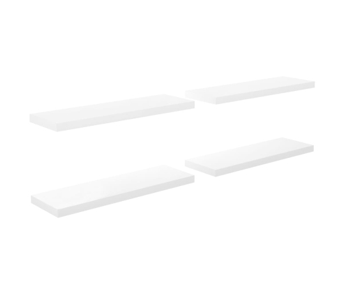 Estante flotante de pared 4 uds MDF blanco brillo 80x23,5x3,8cm